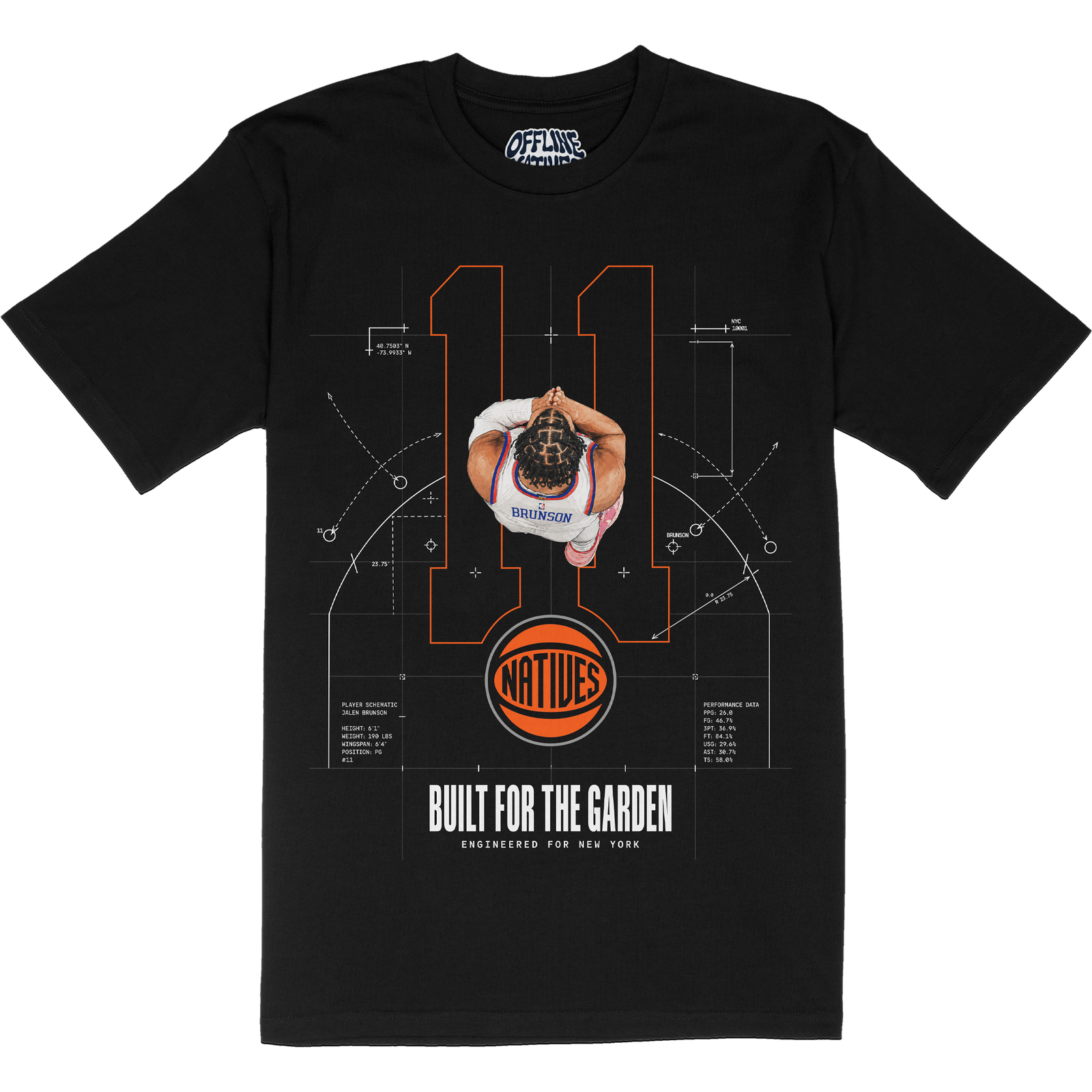 Jalen Brunson - Blueprint - T-Shirt - Black