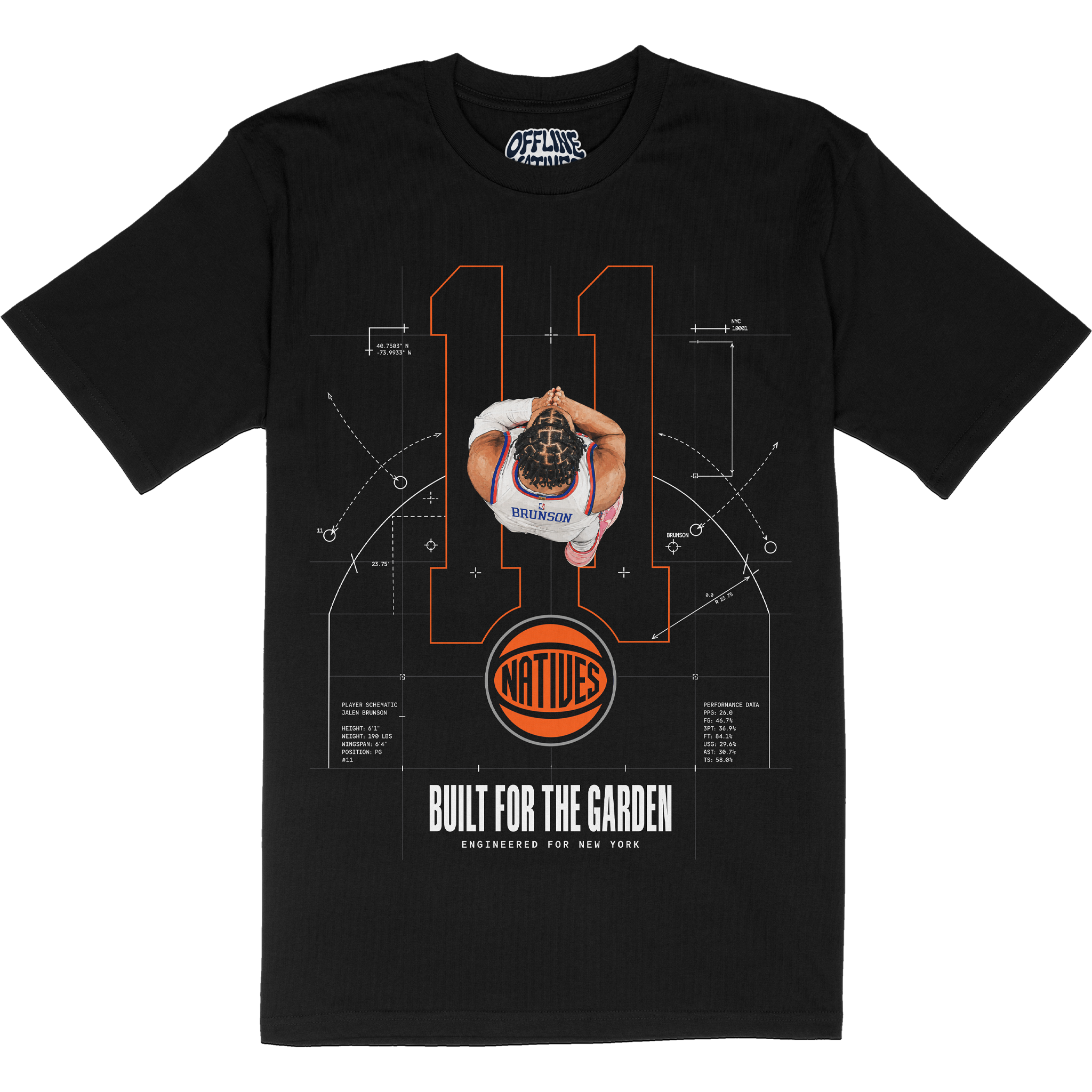Jalen Brunson - Blueprint - T-Shirt - Black